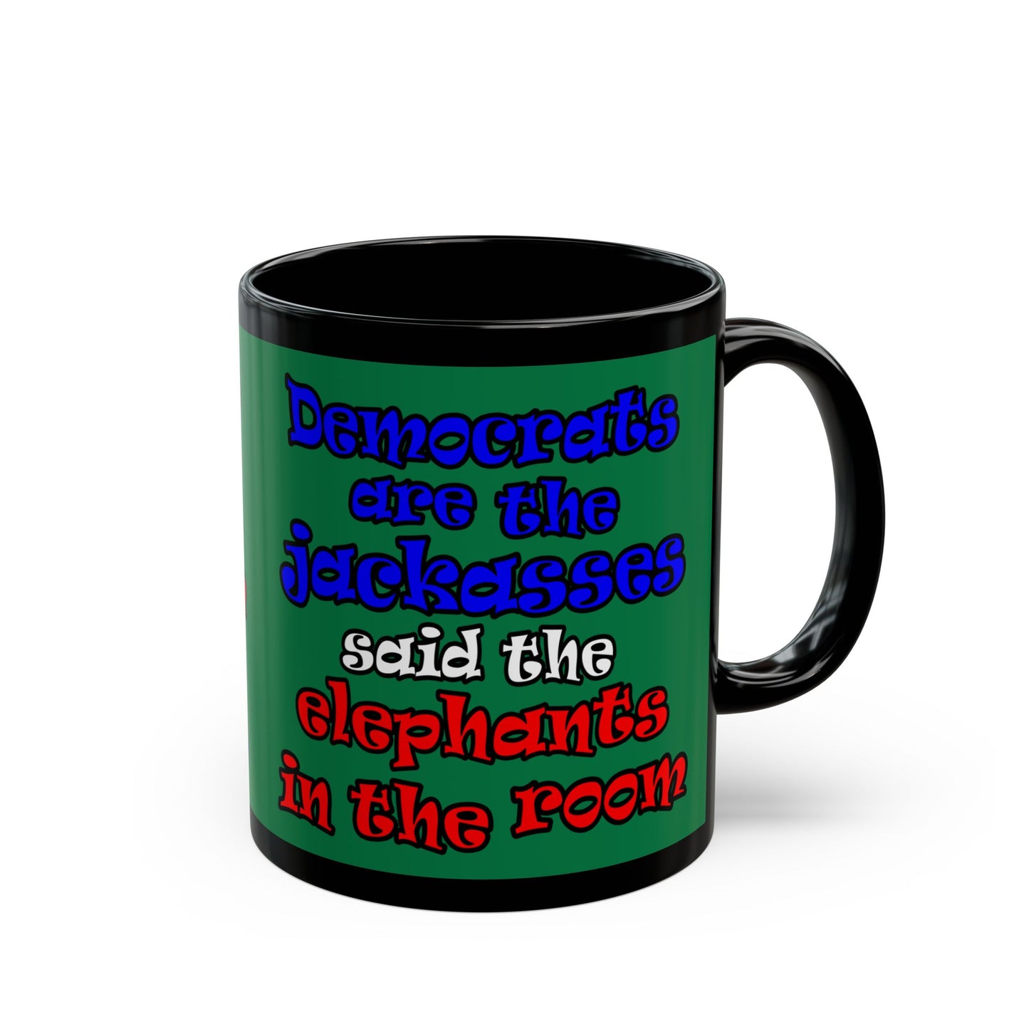 donkeys and elephants - Black Mug (dark green)