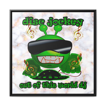 disc jockey - framed canvas art (white marble)
