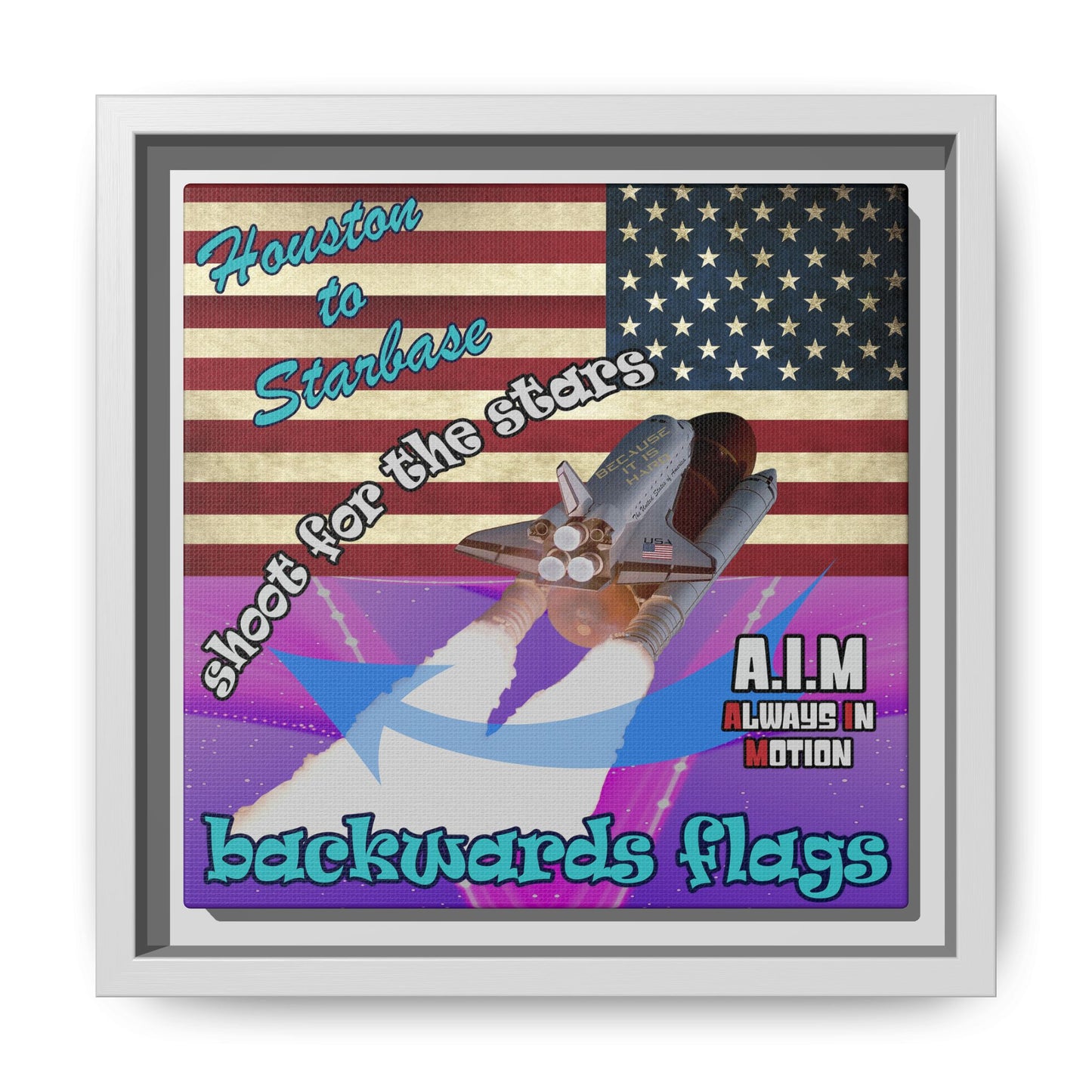 shoot for the stars - framed canvas art (purple-pink wave)