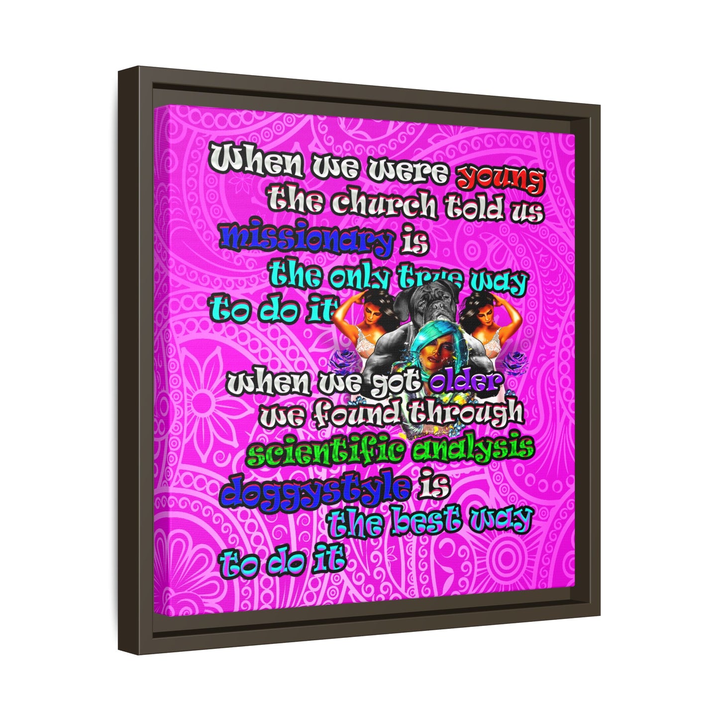 doggystyle - framed canvas art (pink swirl)