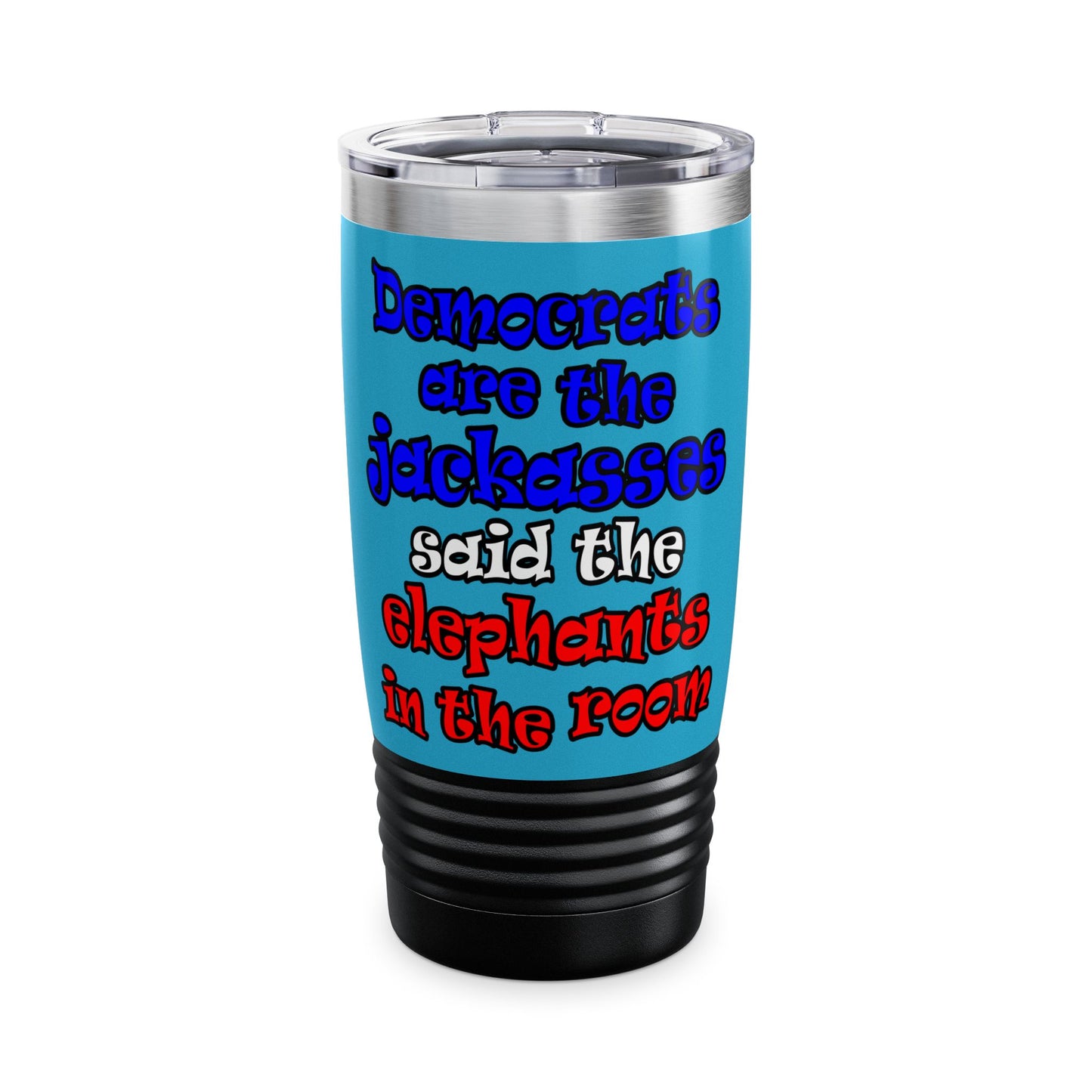 donkeys and elephants - Ringneck Tumbler, 20oz (turquoise)