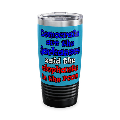 donkeys and elephants - Ringneck Tumbler, 20oz (turquoise)