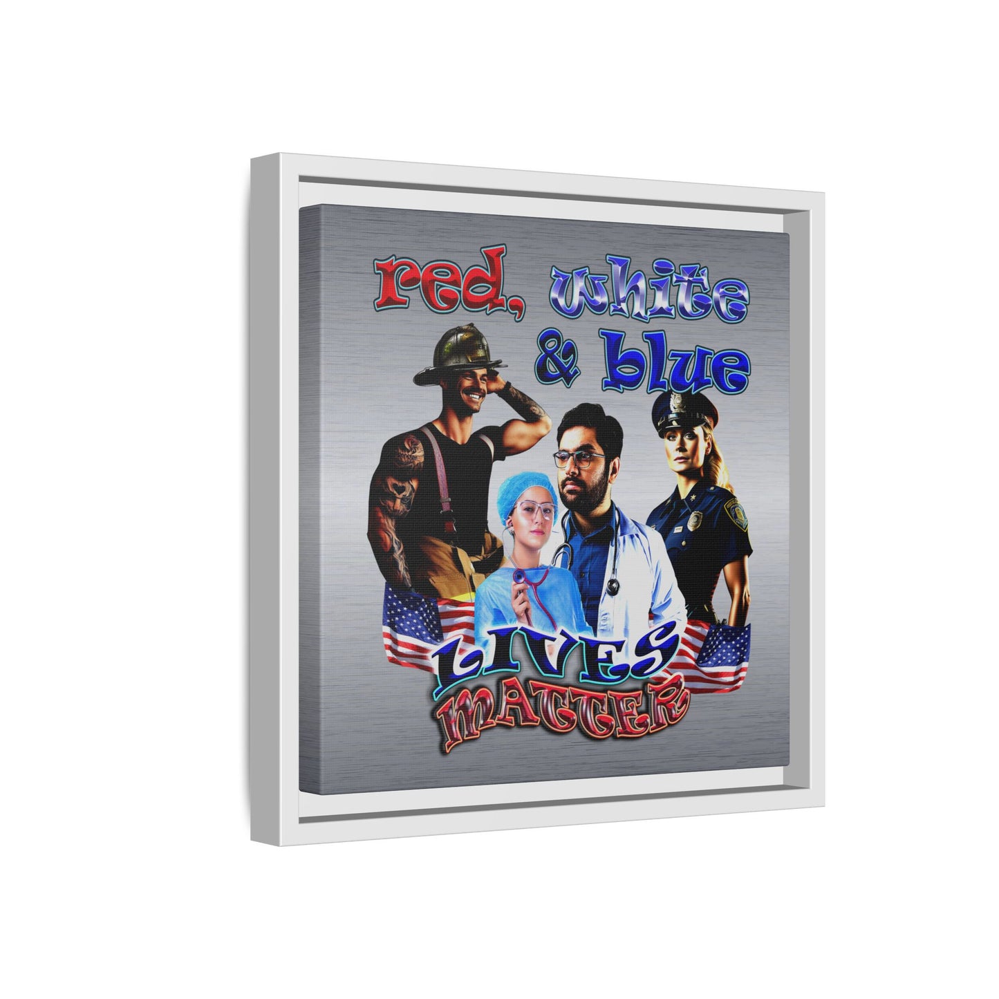 rw&b lives matter - framed canvas art (brushed nickel)