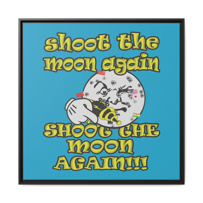 shoot the moon again - framed canvas art (turquoise)