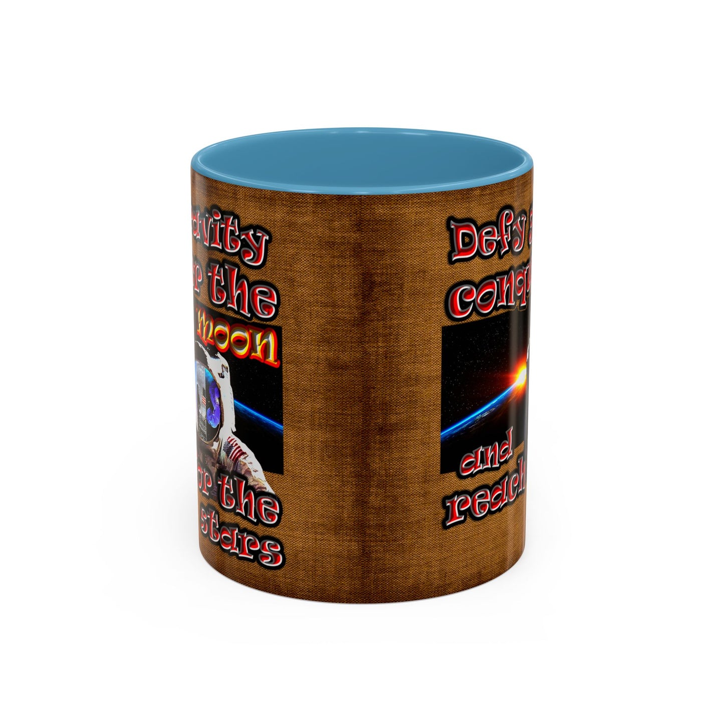 defy conquer reach - Accent Mug (brown papyrus)