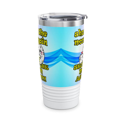 shoot the moon again - Ringneck Tumbler, 20oz (light blue-pink wave)