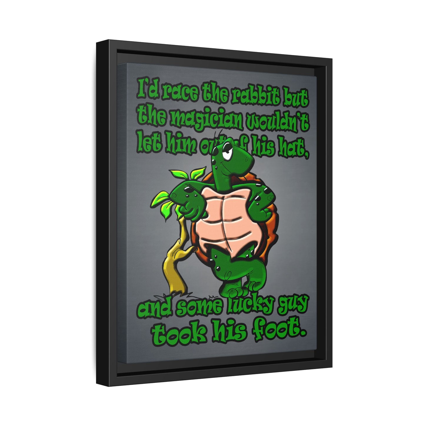 turtle race - framed canvas art (grey-light grey)