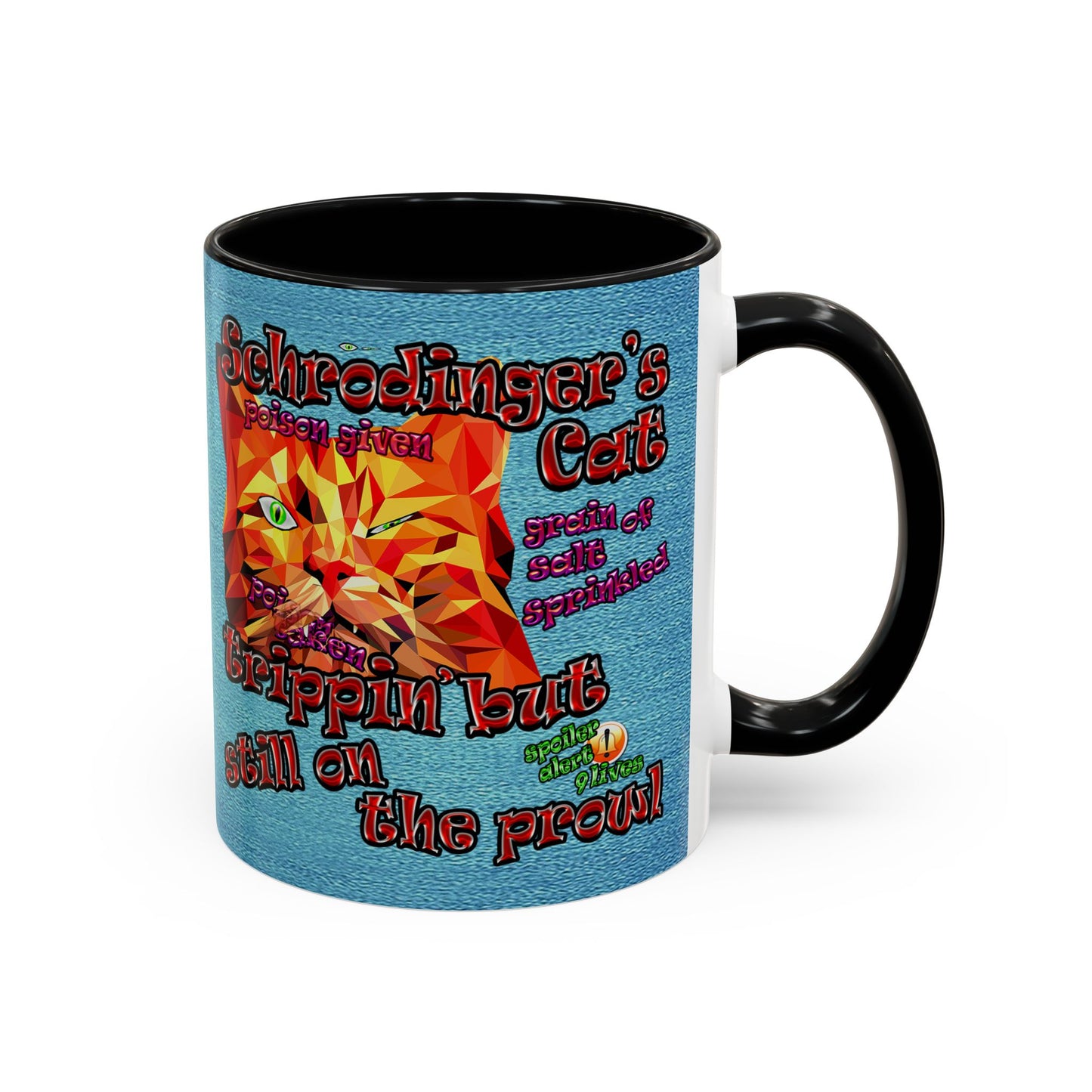 schrodinger's cat - Accent Mug (faded blue)