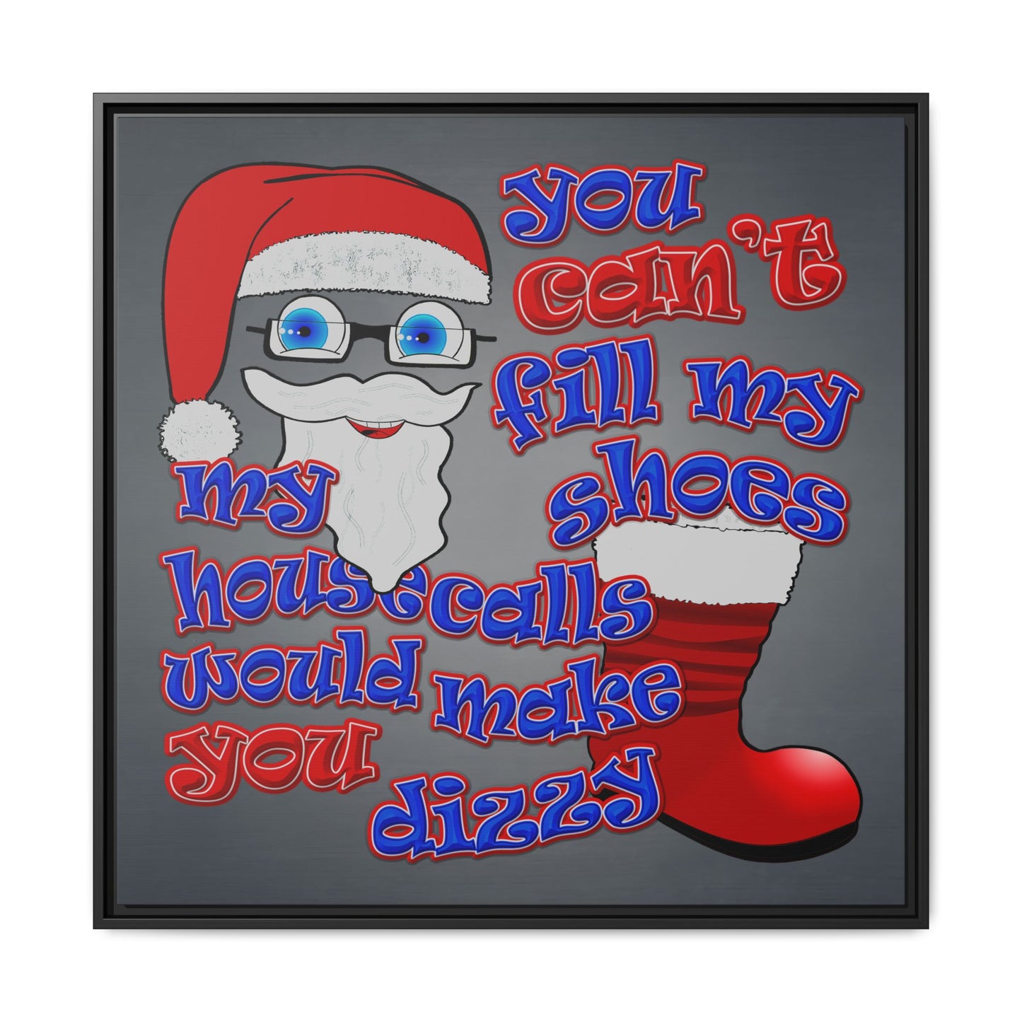 santa's shoes - framed canvas art (grey-light grey)