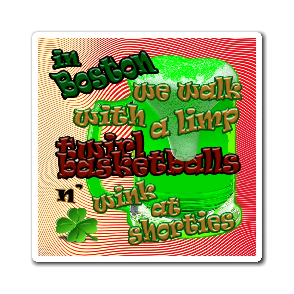 celtics logo - Magnets - (yellow-orange wave)