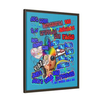 drop the beat - framed canvas art (turquoise)