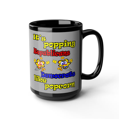 popping like popcorn - Black Mug (light grey)