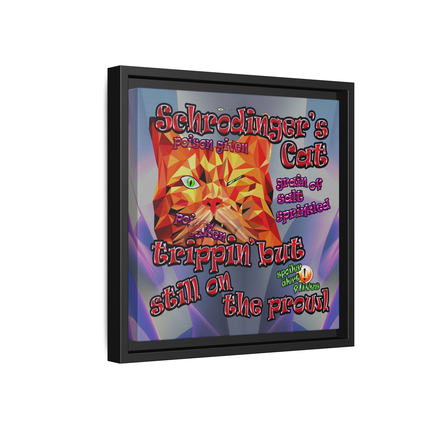schrodinger's cat - framed canvas art (grey-pink wave)