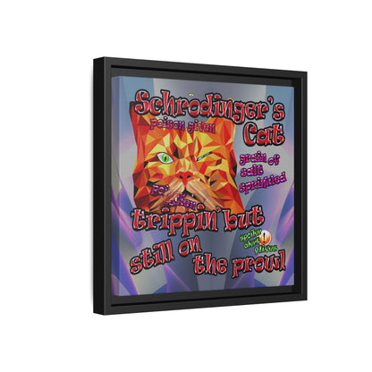 schrodinger's cat - framed canvas art (grey-pink wave)