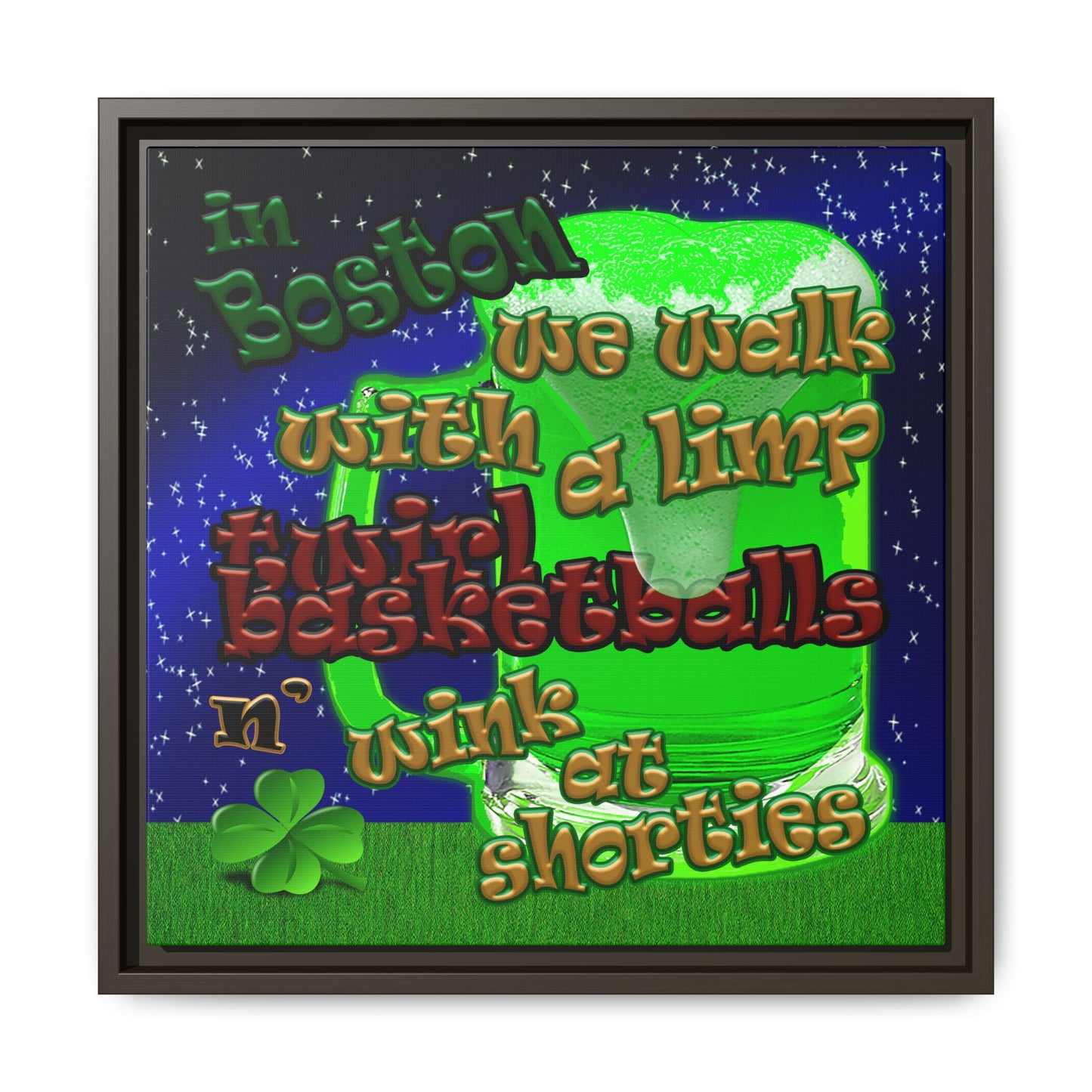 celtics logo - framed canvas art ('snoops' background)