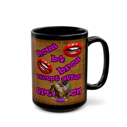 hoes b4 bros - Black Mug (brown papyrus)