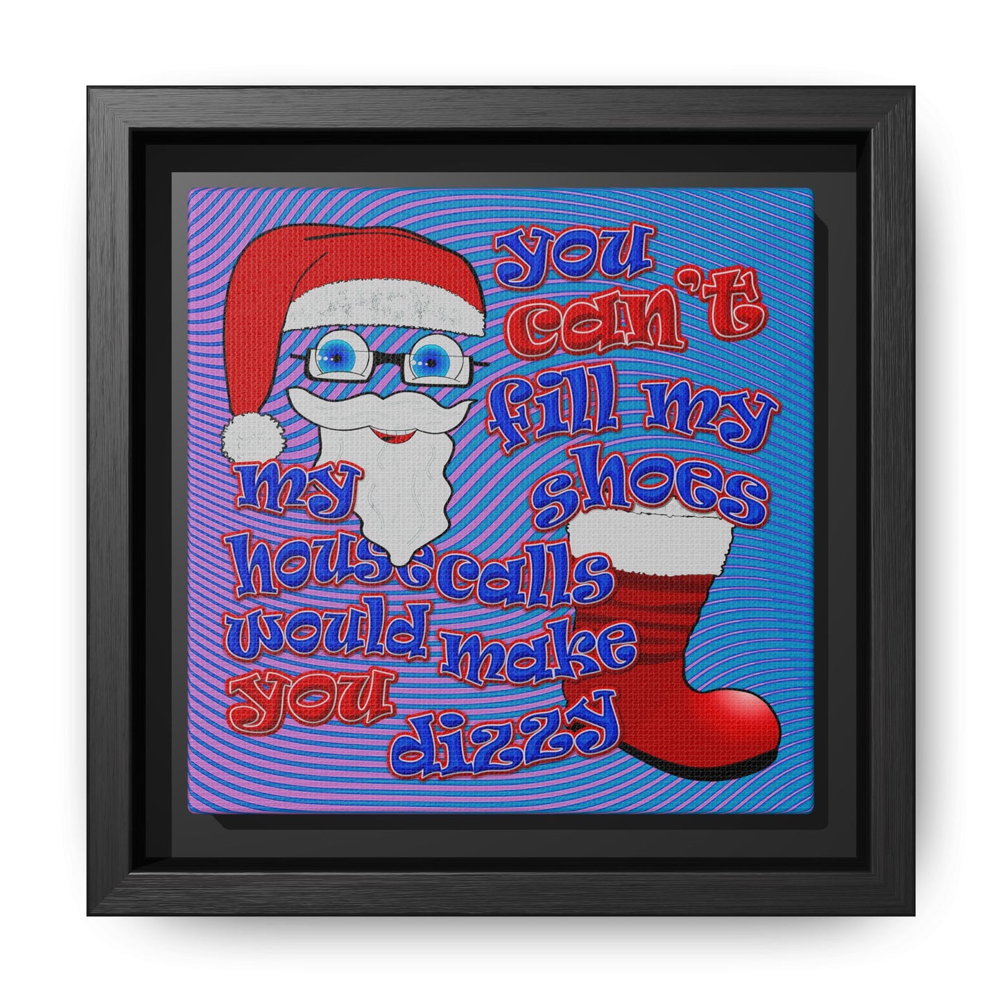 santa's shoes - framed canvas art (light blue-purple wave)