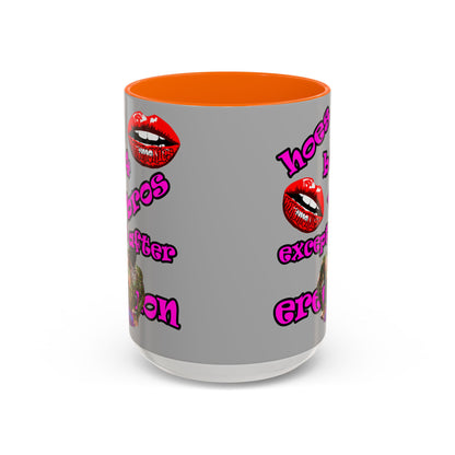 hoes b4 bros - Accent Mug (light grey)