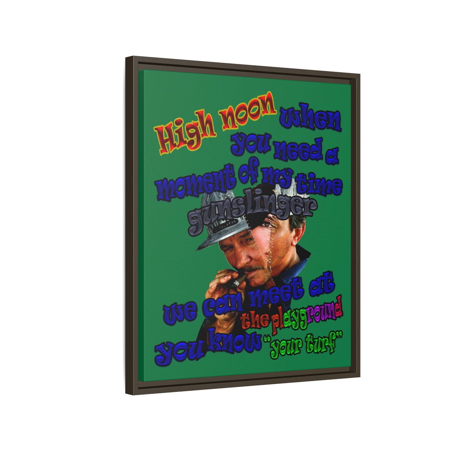 high noon - framed canvas art (dark green)