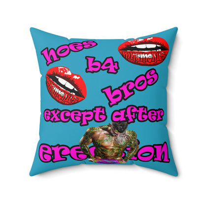 hoes b4 bros - Faux Suede Square Pillow - (turquoise)