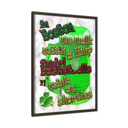 celtics logo - framed canvas art (white marble)