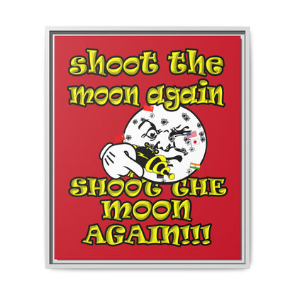 shoot the moon again - framed canvas art (dark red)