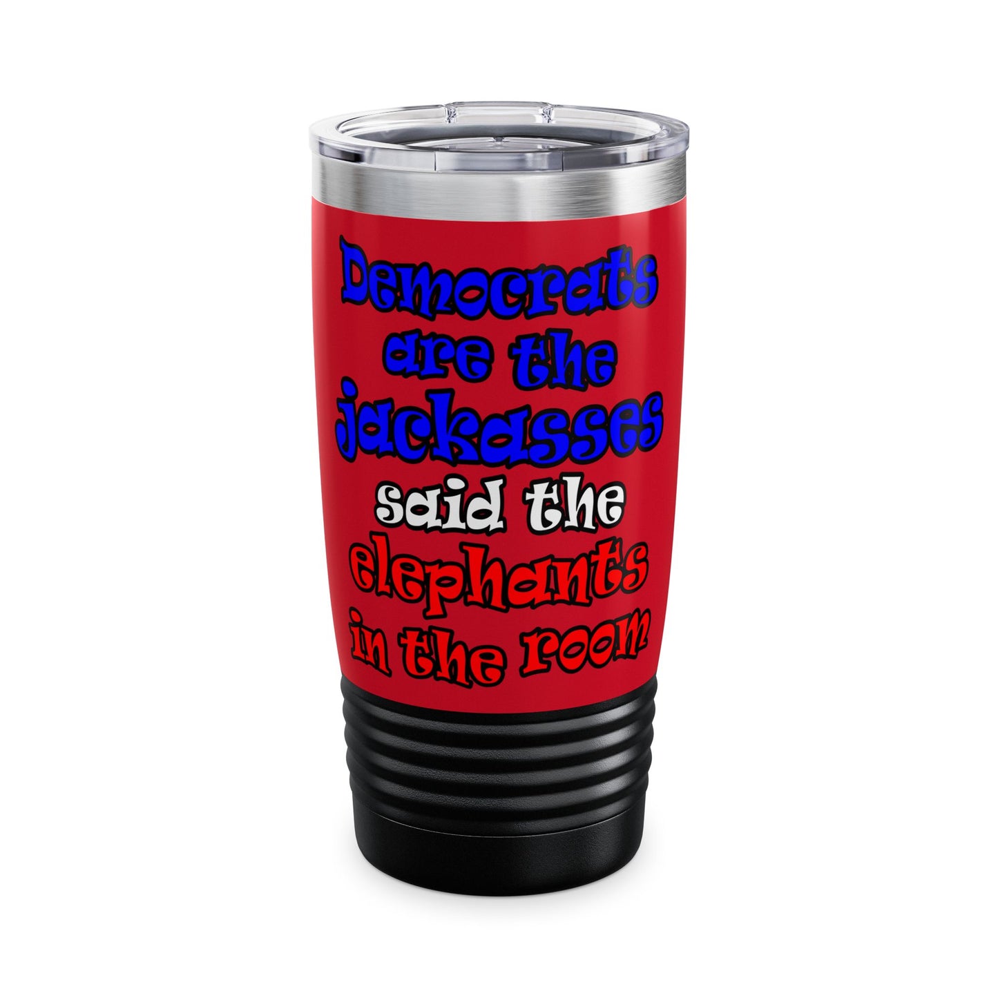 donkeys and elephants - Ringneck Tumbler, 20oz (dark red)