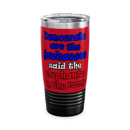 donkeys and elephants - Ringneck Tumbler, 20oz (dark red)