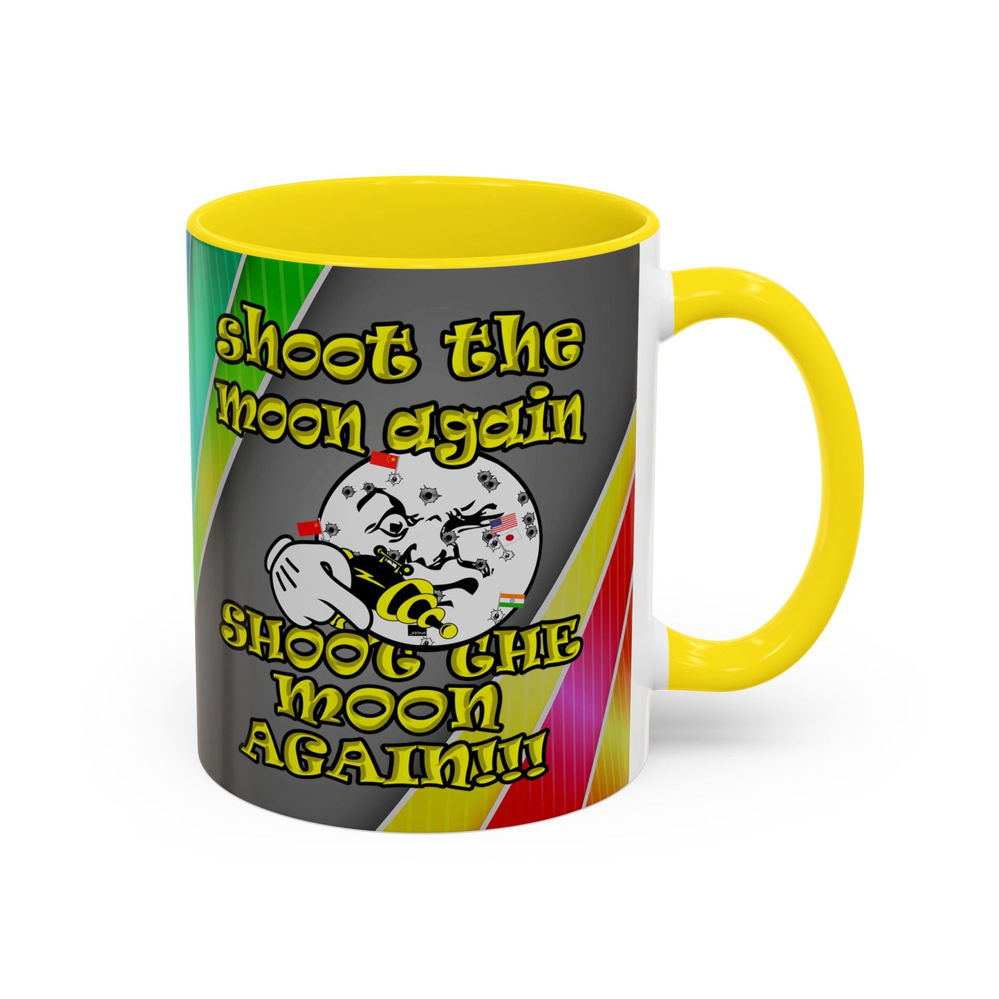 shoot the moon again - Accent Mug (rainbow split)