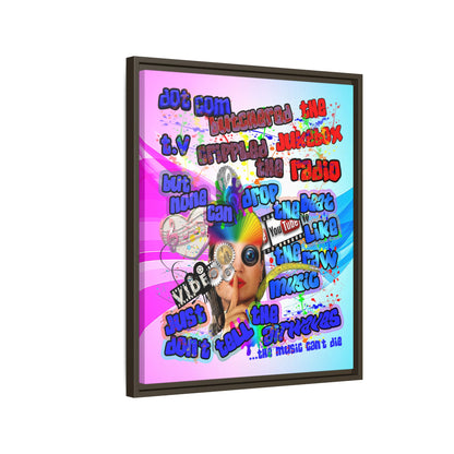 drop the beat - framed canvas art (light blue-pink wave)