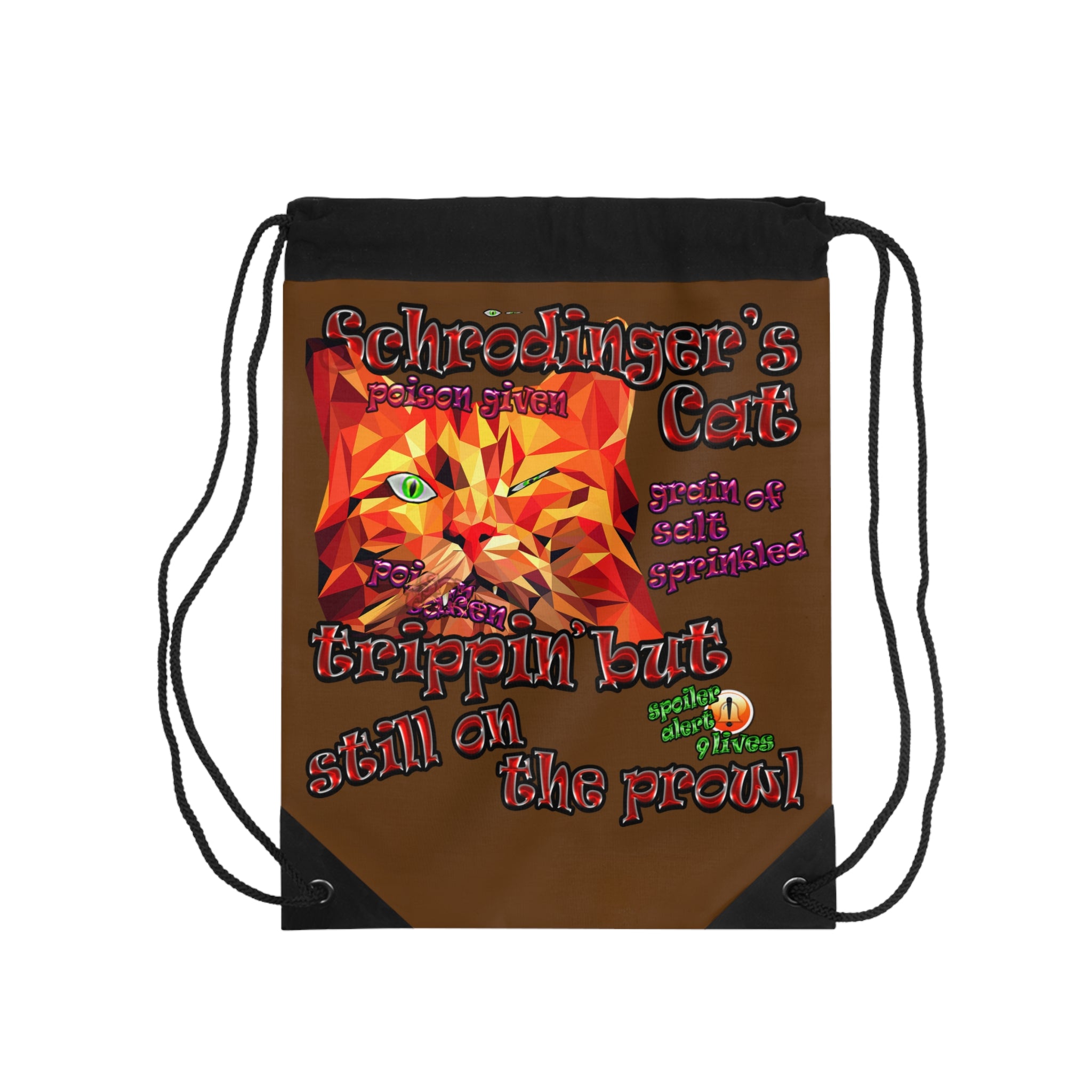 schrodinger's cat - Drawstring Bag (brown)
