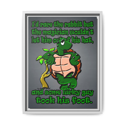 turtle race - framed canvas art (grey-light grey)