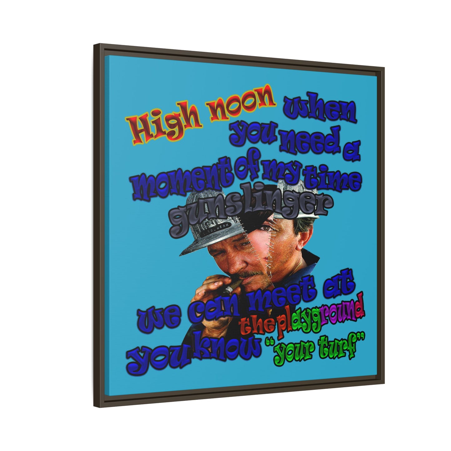 high noon - framed canvas art (turquoise)
