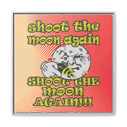 shoot the moon again - framed canvas art (yellow-orange wave)