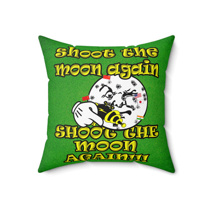 shoot the moon again - Spun Polyester Square Pillow - (green turf)