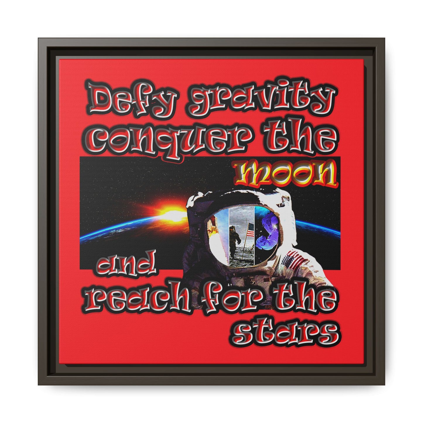 defy conquer reach - framed canvas art (red)