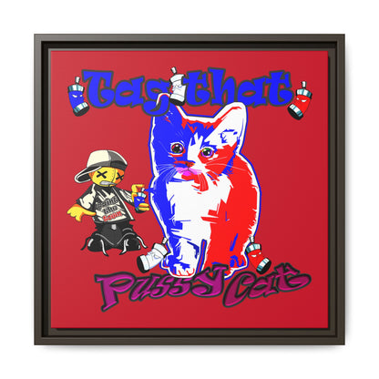tag that - framed canvas art (dark red)