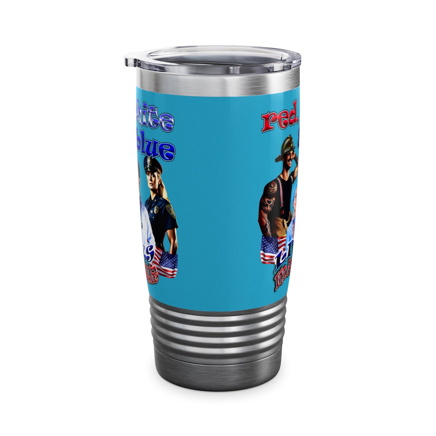 rw&b lives matter - Ringneck Tumbler, 20oz (turquoise)
