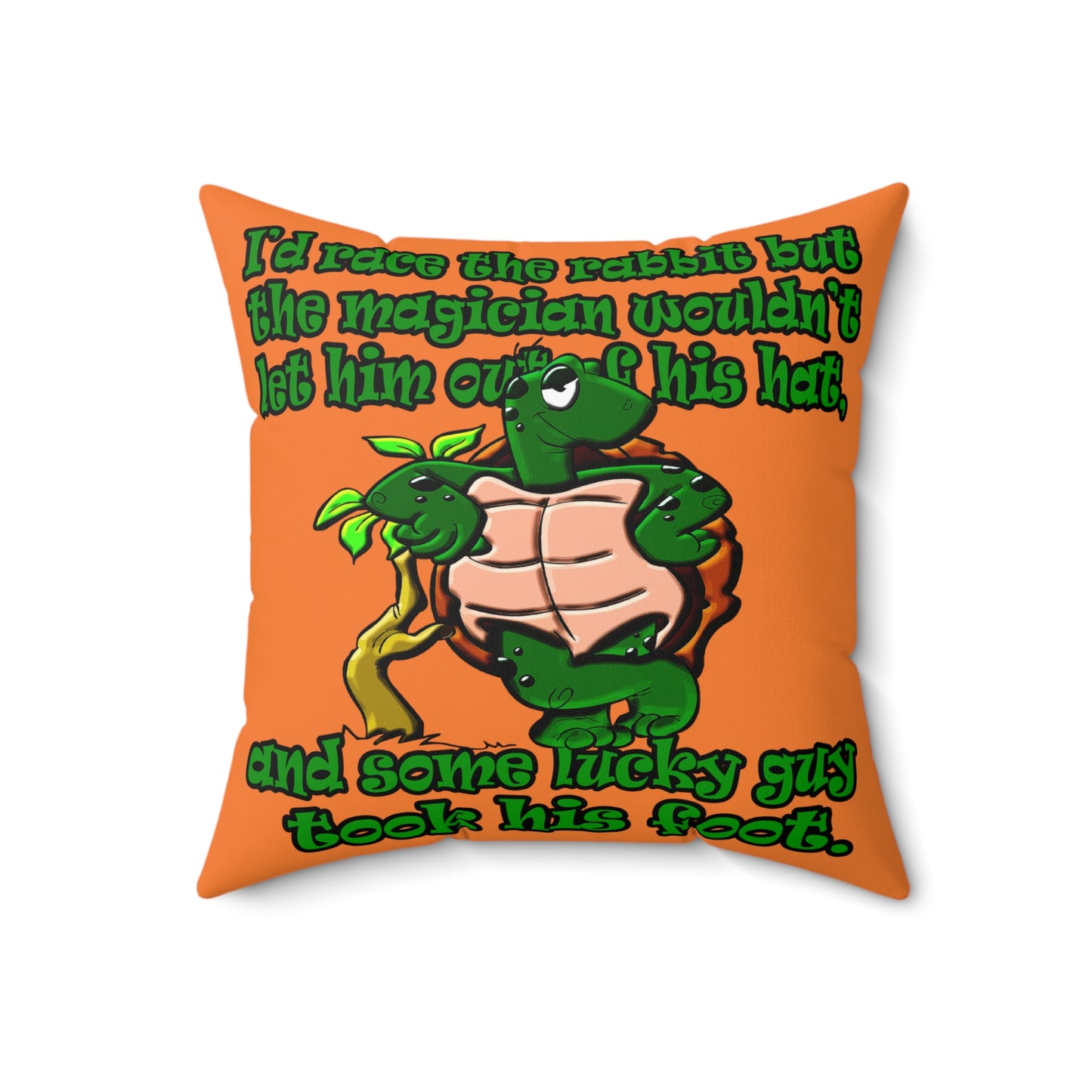 turtle race - Spun Polyester Square Pillow - (crusta)