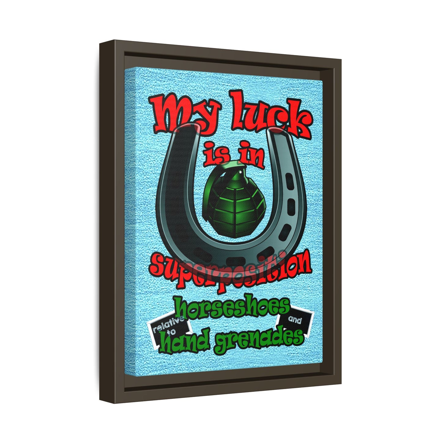 my luck - framed canvas art (faded blue)