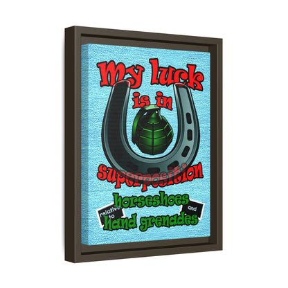 my luck - framed canvas art (faded blue)