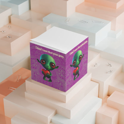 I don't care that your grey - note cube (pink swirl)