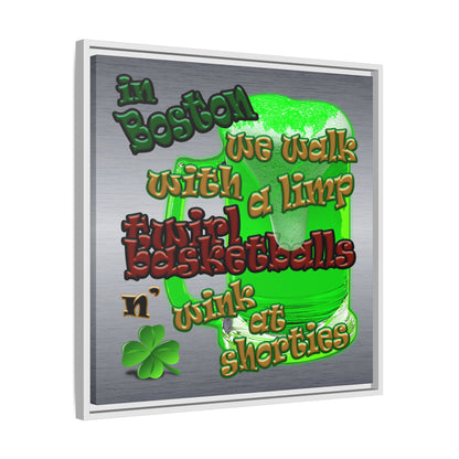 celtics logo - framed canvas art (brushed nickel)