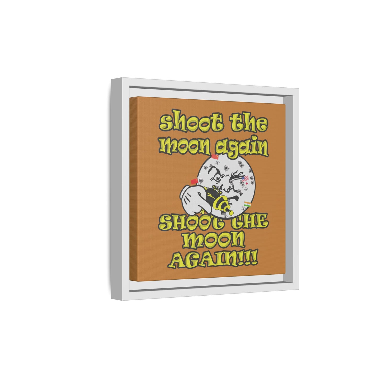 shoot the moon again - framed canvas art (light brown)