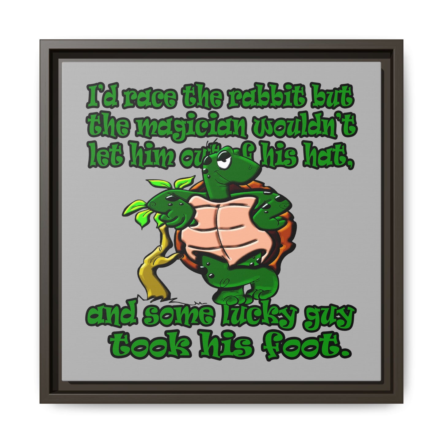 turtle race - framed canvas art (light grey)