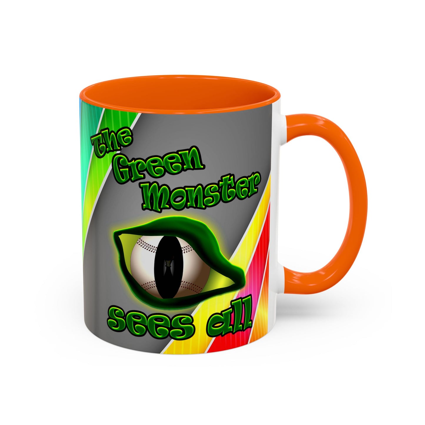 green monster - Accent Mug (rainbow split)