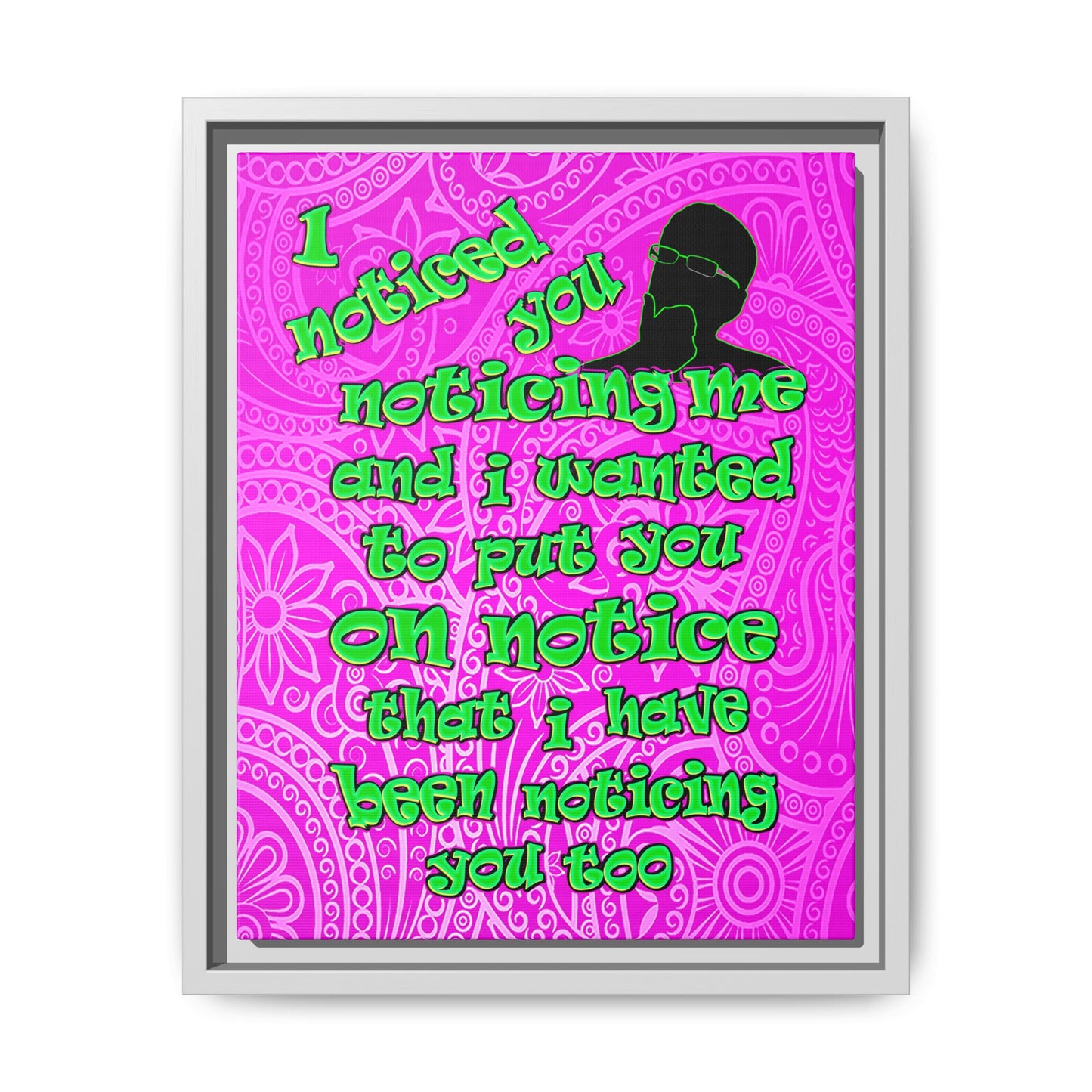 noticed you noticing - framed canvas art (pink swirl)