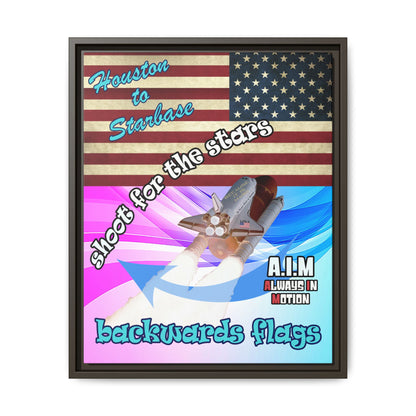shoot for the stars - framed canvas art (light blue-pink wave)