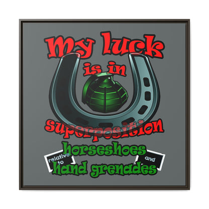 my luck - framed canvas art (dark grey)