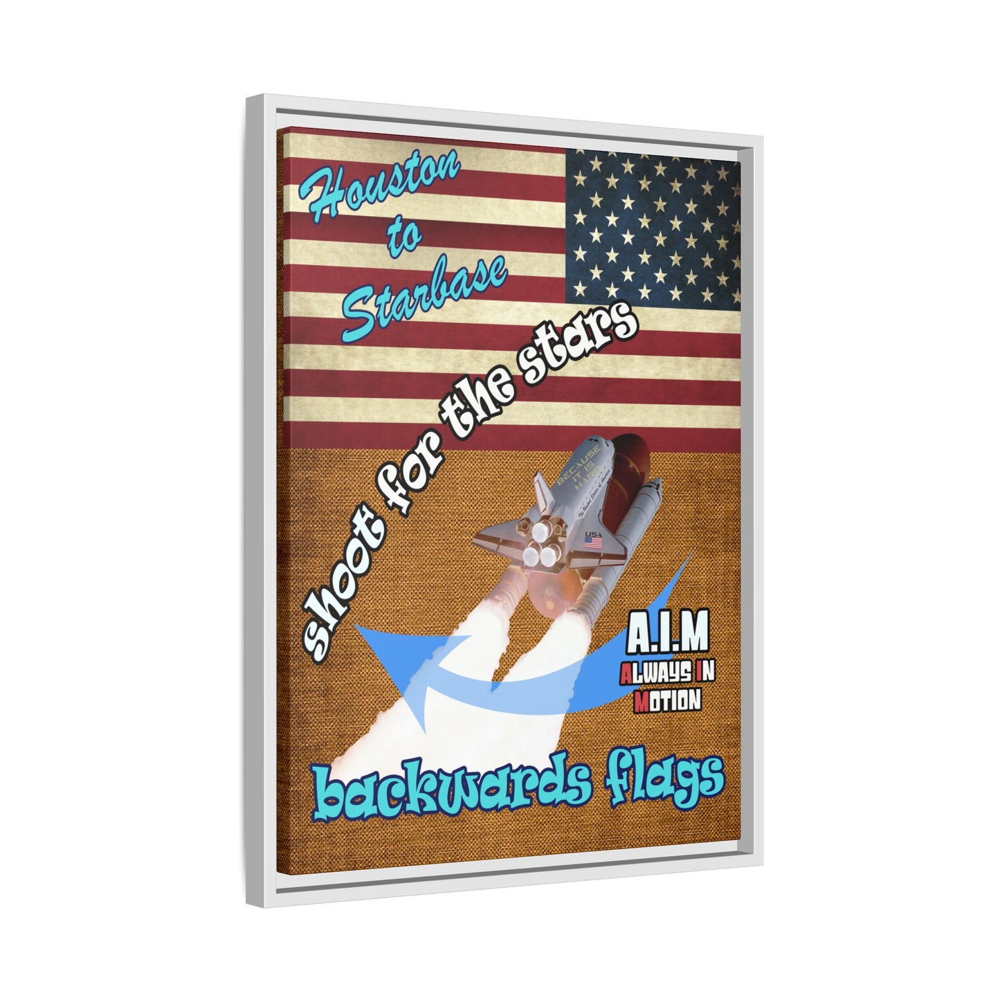 shoot for the stars - framed canvas art (brown papyrus)
